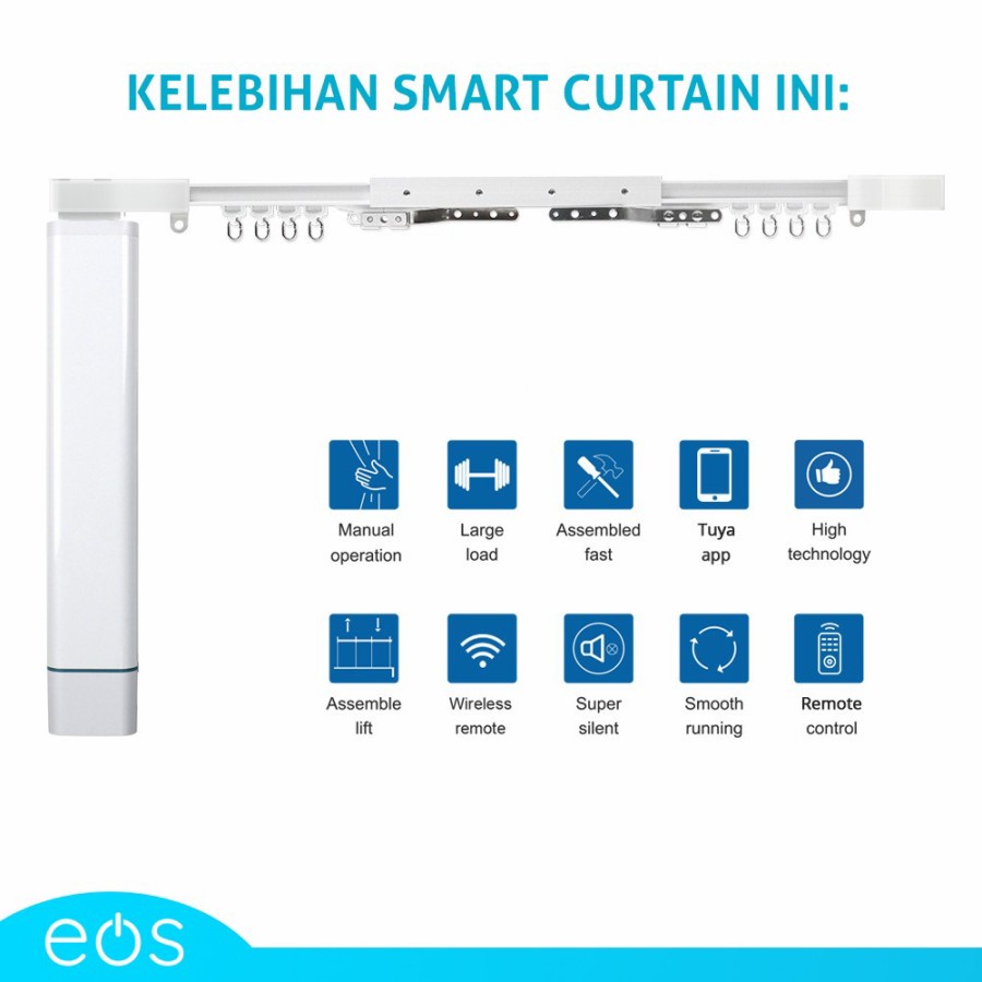 Smart Electric Curtain Tirai jendela otomatis Tuya Google Home Amazon