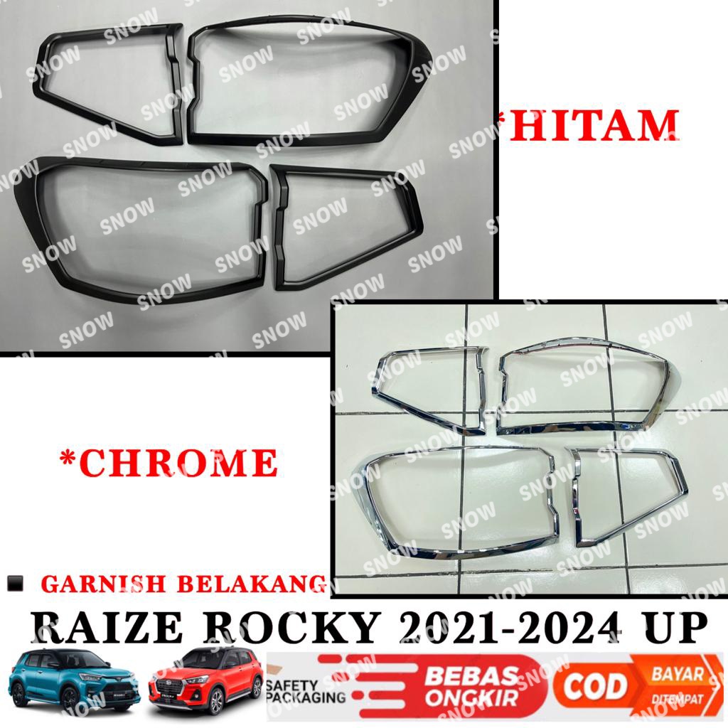 Garnish Lampu Belakang Raize Rocky 2021 2023 2024 Up Chrome Hitam