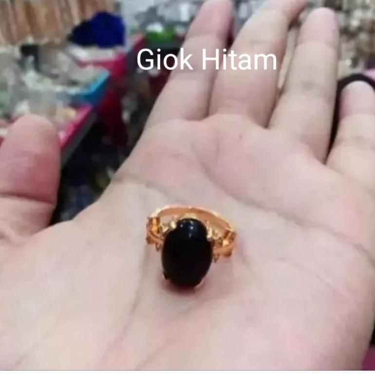 KAY Cincin Dewasa Batu Giok Hitam 42