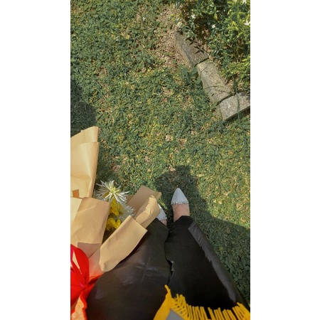 sendal selop wanita heels 3 cm warna putih aesthetic