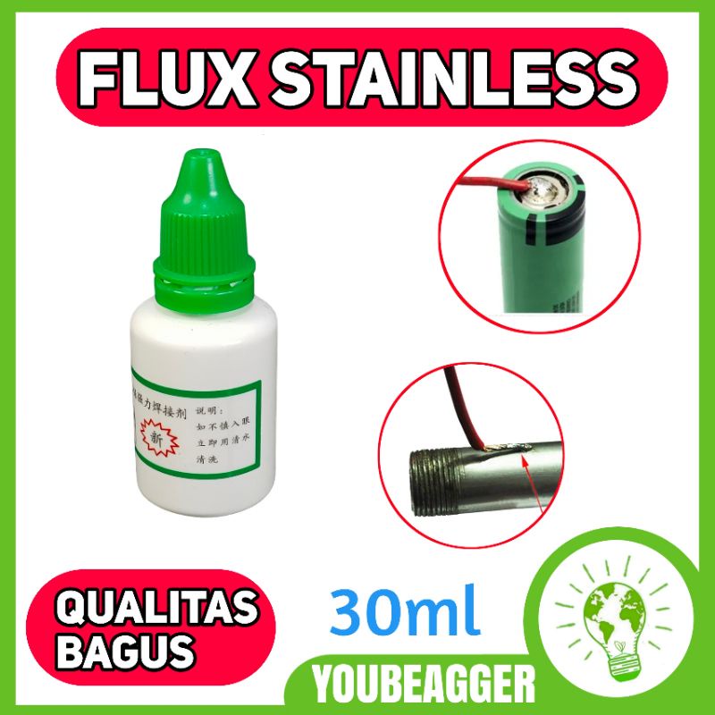 Flux stainless cairan untuk menyolder ke LOGAM dan baterai 18650 ukuran 30ml