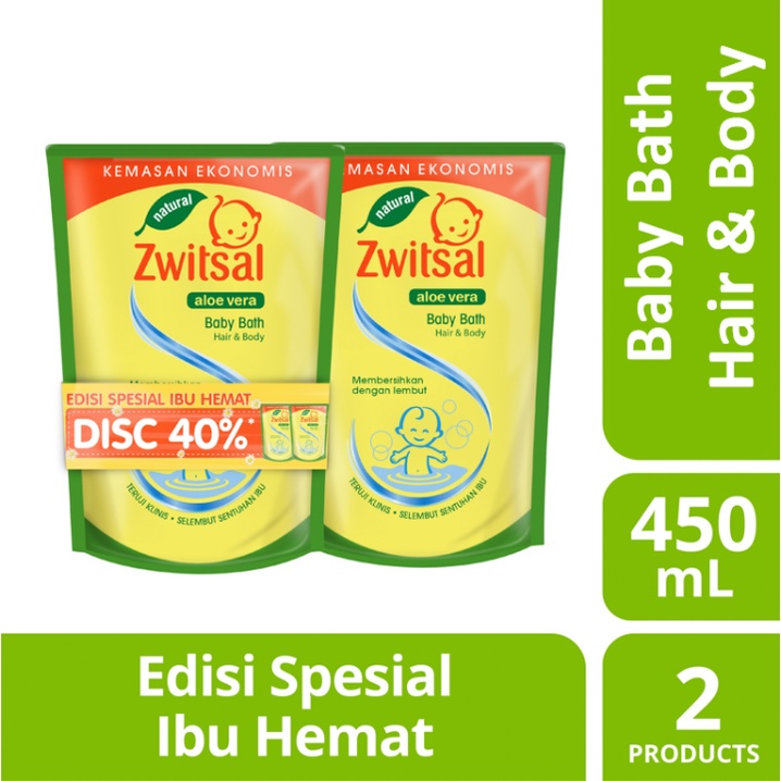 Zwitsal Baby Bath Hair and Body 450ml Twinpack (Isi 450mlx2)