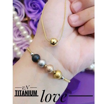 Set Perhiasan Titanium Wanita Dewasa Terbaru Gold Gelang Serut 1103a1