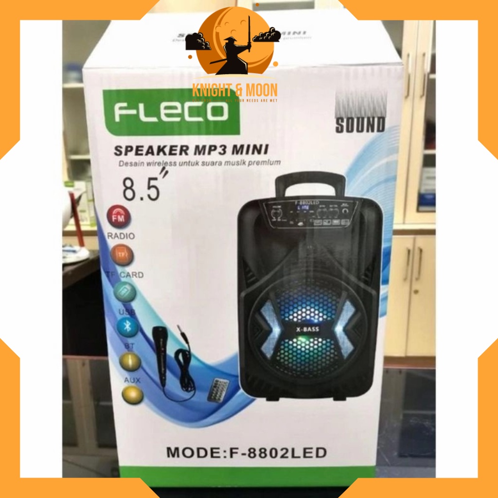 Speaker Terbaru Bluetooth Fleco F-8801/8802 Free Mic+Remote X-Bass - 8