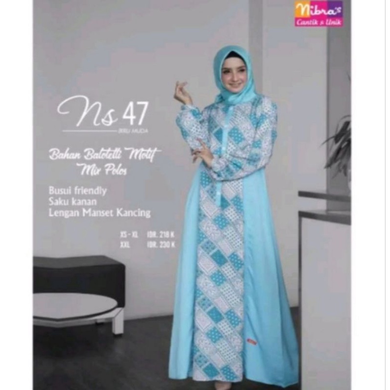 Preloved Gamis Nibras NS 47 ukuran XS warna Biru