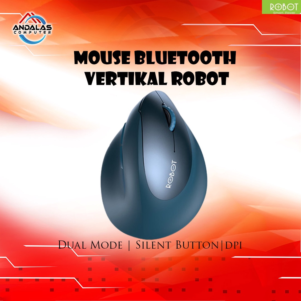 MOUSE BLUETOOTH VERTIKAL ROBOT GURU MASTER 1 BLUE aksesories komputer laptop pc