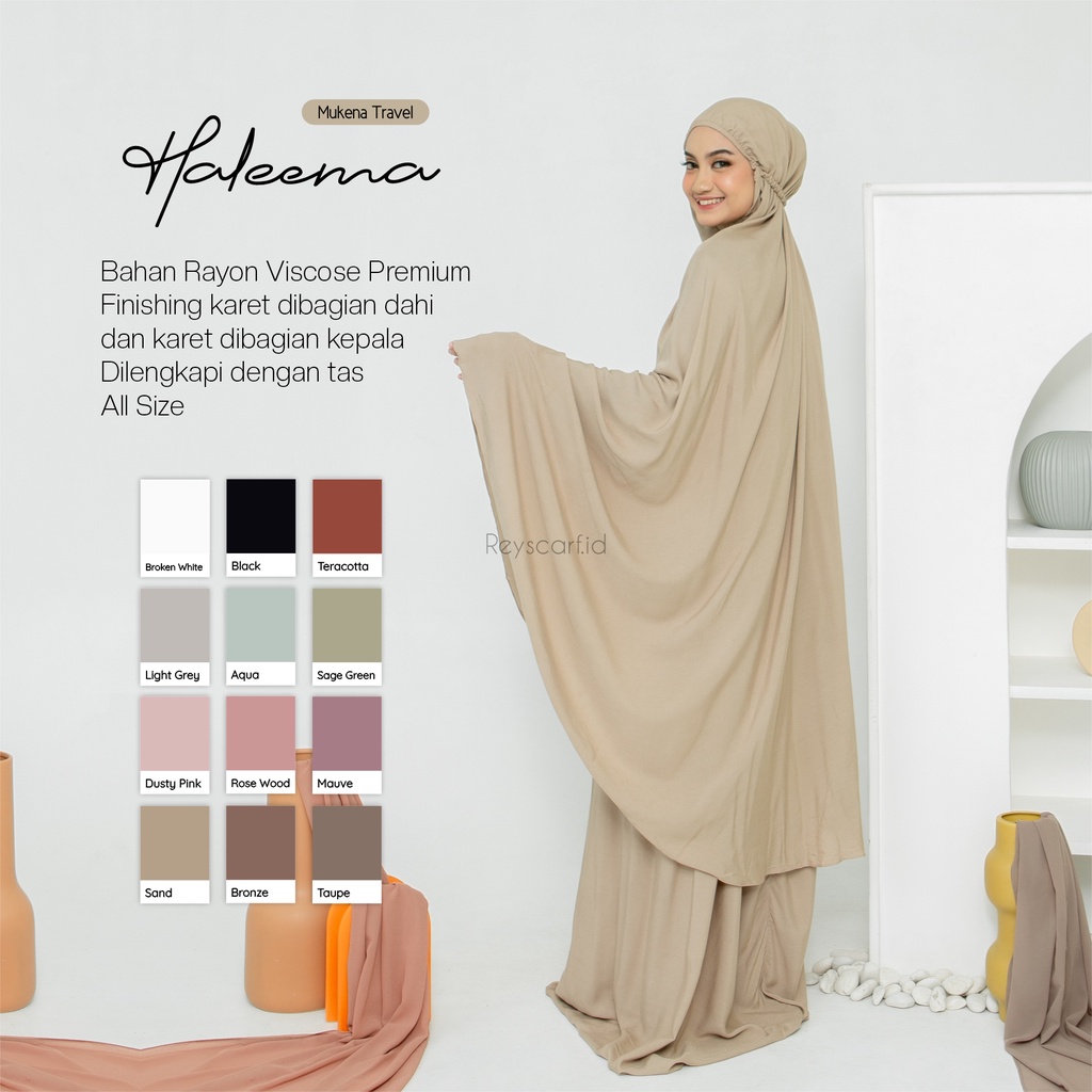 [[PART 2]] Mukena Dewasa Polos Haleema By Reyscarf.id - Bahan Rayon TWILL Premium - Mukena Travel Dewasa Jumbo Adem Halus Nyaman Dipakai - Bisa Cod