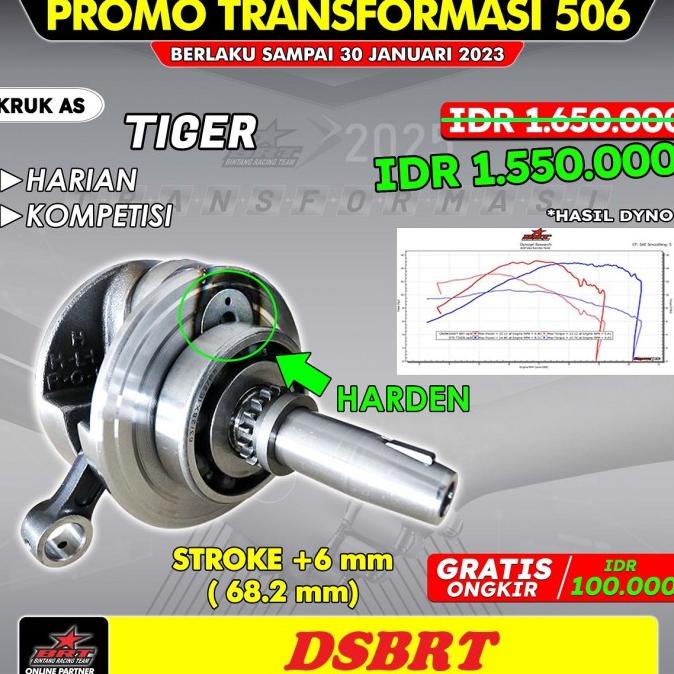 CRANKSHAFT Kruk As BRT TIGER GL PRO MAX Megapro Primus Langkah 68 mm