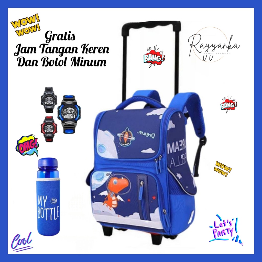 Tas Ransel Troli Anak Laki Laki Spce X1 Dino Buy 1 Get 3 Untuk Anak Tk Sd Smp