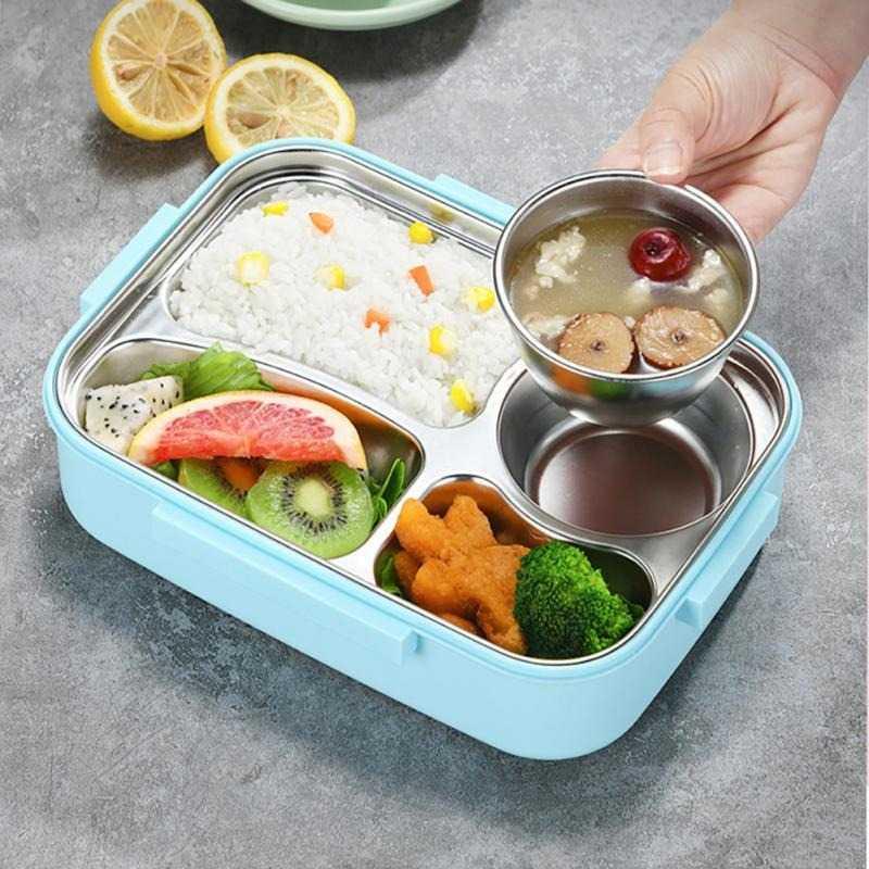 Kotak Makan Anti Tumpah Stainless Steel Lunch Box 4 Grid - UP4