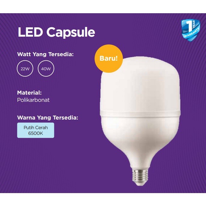 Ecolink LED Bulb Capsule 22W E27 - Cool Day Light