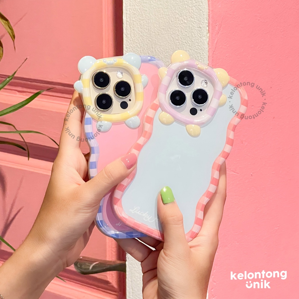 For iPhone - Pastel 3D Little Monster Wavy Case/ Curly Edge Soft Case