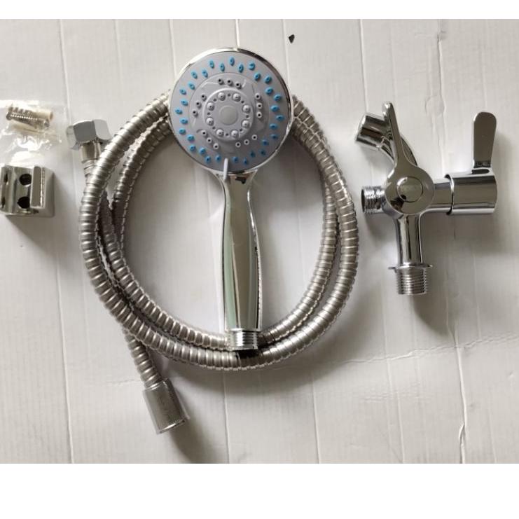 Ω Shower Kamar Mandi Paket Shower Mandi dan Kran Cabang Engkol 1/2inch ➨