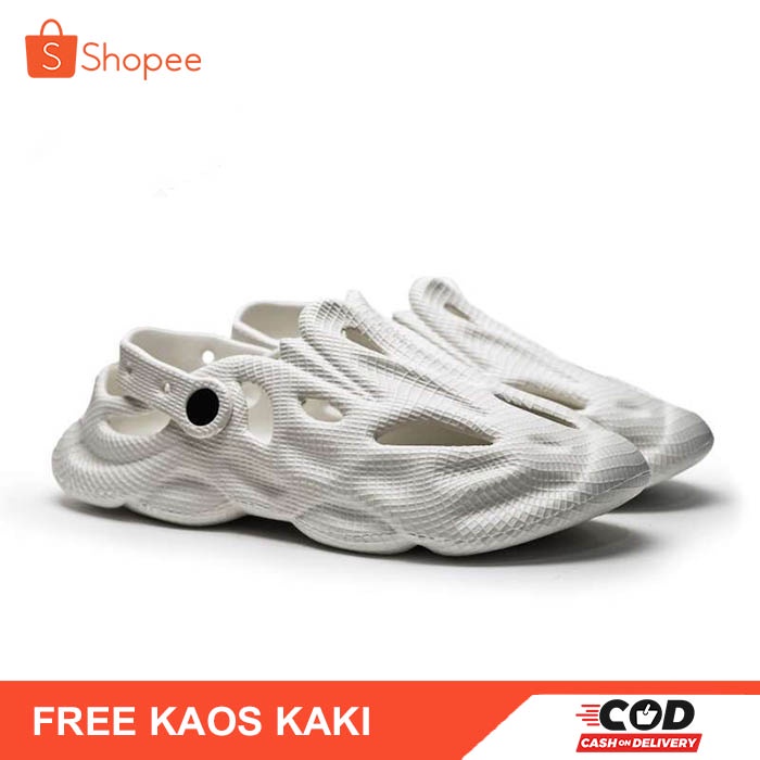 Sandal Sepatu Slop Dragon White Sepatu Slip On Pria Karet Black Sandal Baim Ori