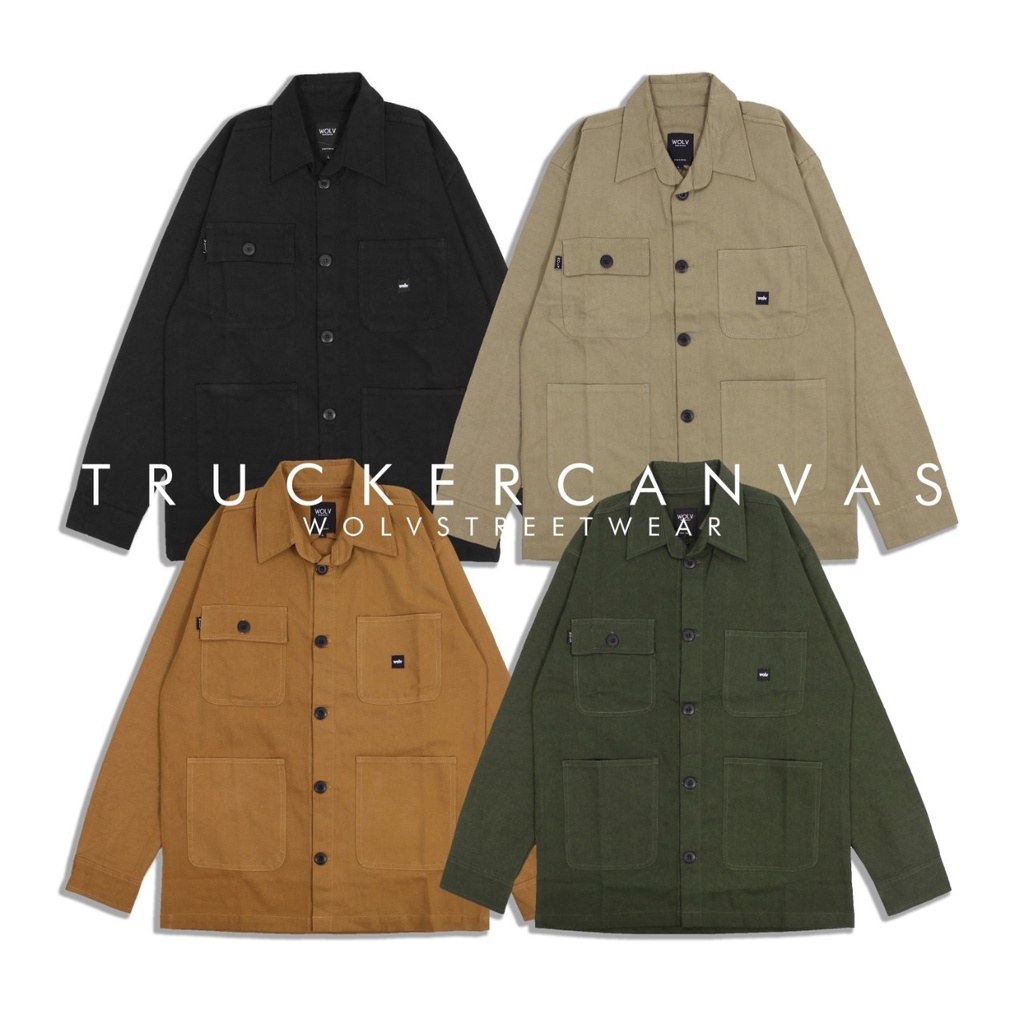 [SIAP KIRIM] Jaket Trucker Canvas Semi Parka Pria Original Wolv Distro Bandung / Field jacket