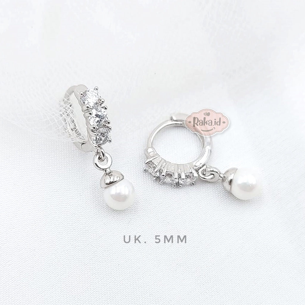 Anting Korean Style Anting Clip Bulat Motif Jurai Mutiara 5mm 1256