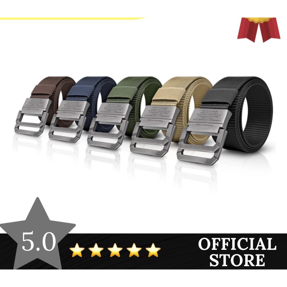IKAT PINGGANG NYLON GESPER BESI DOUBLE RING STAINLESS SABUK TACTICAL MILITARY PLAIN CASUAL BAN PINGANG