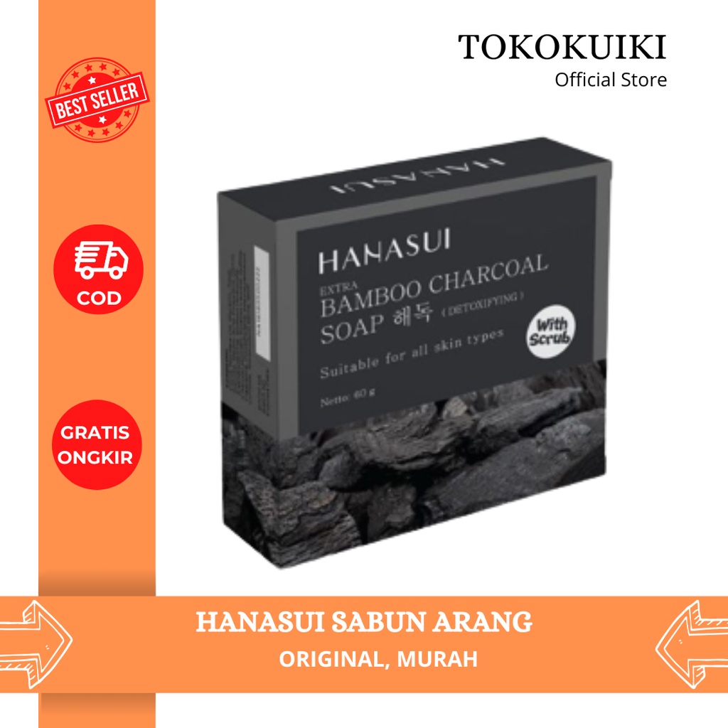 Hanasui Extra Bamboo Charcoal Soap With Scrub - Hanasui sabun arang 60gr