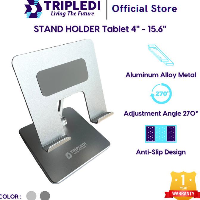 TRIPLEDI Holder Stand Aluminium Desktop POS Meja Kasir HP Tablet iPad