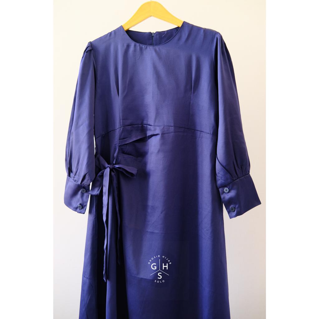 AZZAHRA GAMIS TALI MAXI LEBARAN DRESS PANJANG ATASAN WANITA SATIN PREMIUM (MSB)