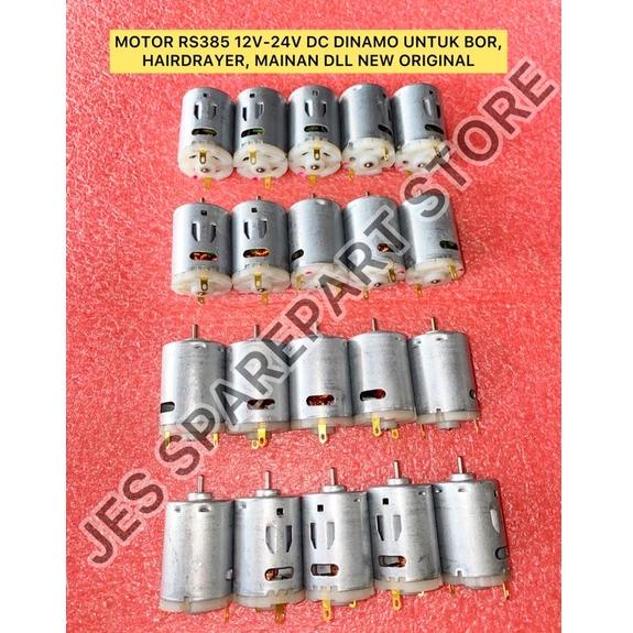✨ 7.7  MOTOR RS385 12V-24V DC Dinamo untuk Bor, Hairdryer, DLL NEW ORIGINAL