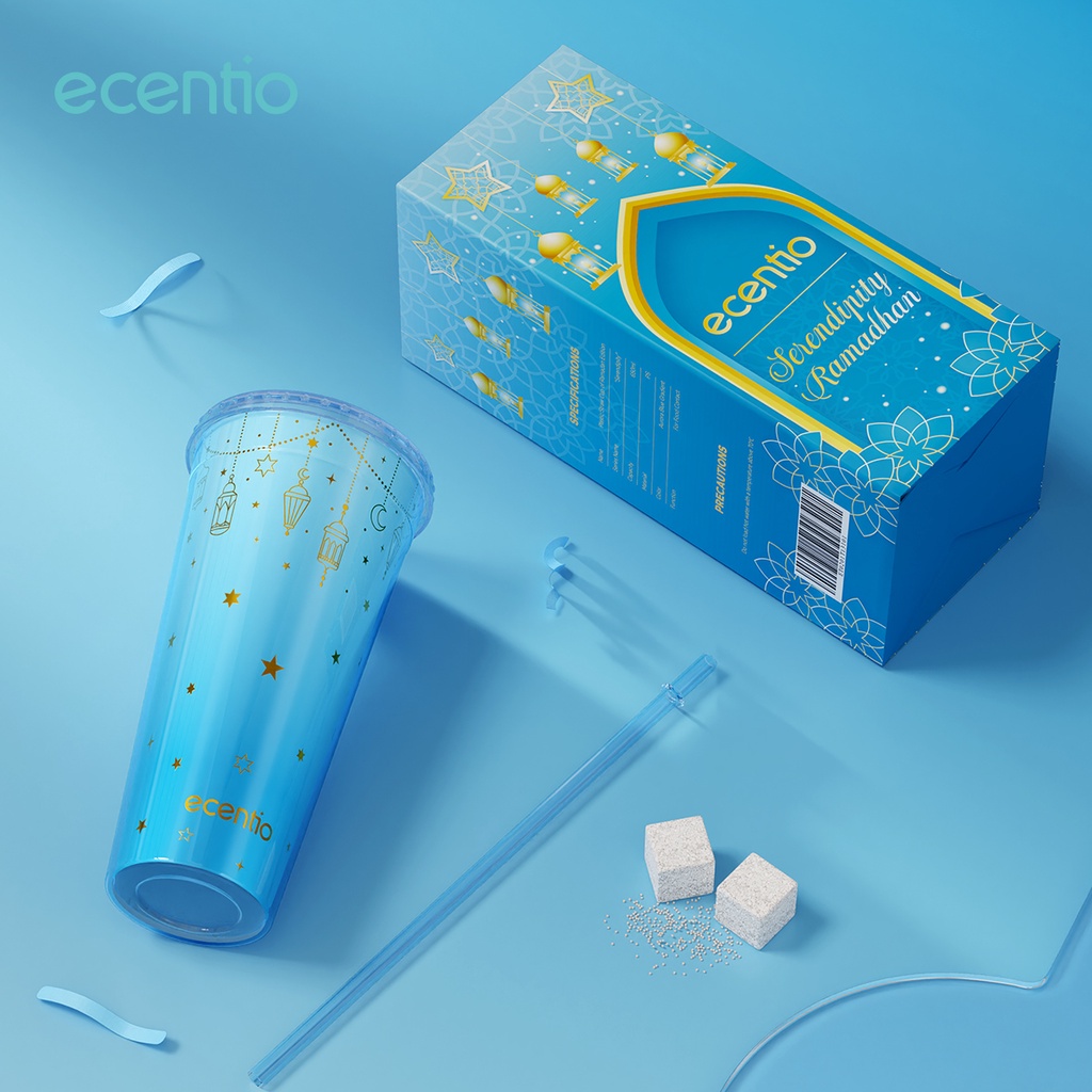 ecentio Serendipity Tumbler Kopi 650ml Dengan Sedotan Dan Tutup Anti Bocor Botol Minum Mug Cup Plastik Water Bottle Coffee Souvenir Hadiah