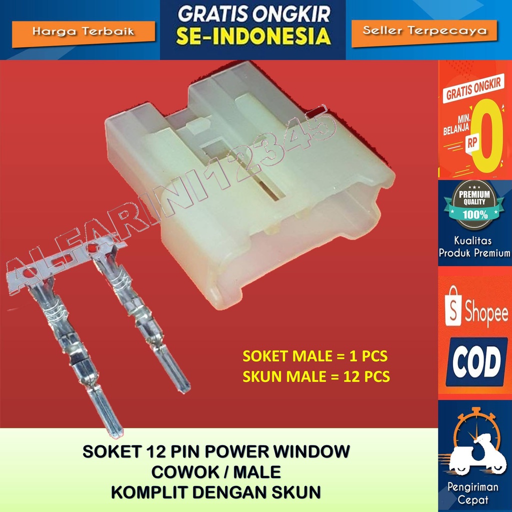 Soket konektor power window mobil Toyota 12 pin male - Socket 12 Pin Switch Master  Power Window Ava
