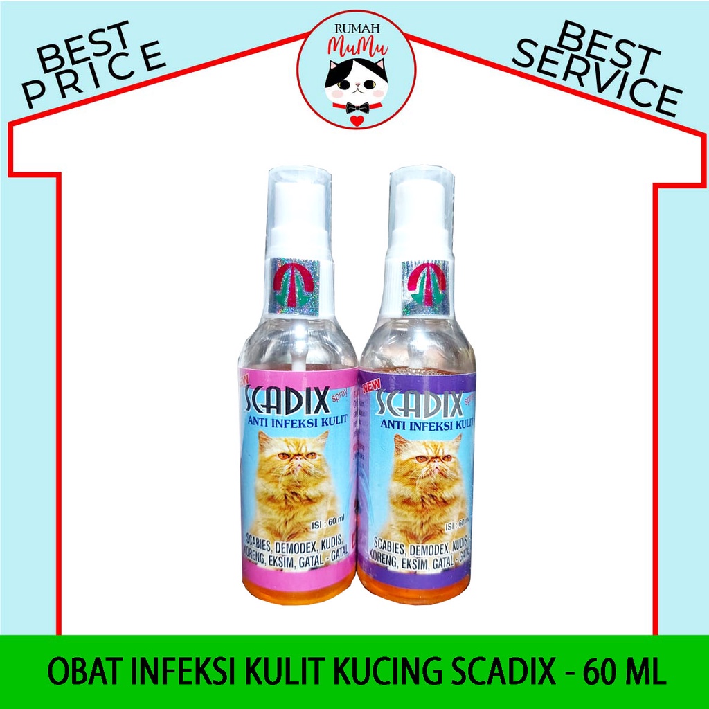 OBAT SCADIX SPRAY INFEKSI KULIT KUCING SCABIES JAMUR  AMAN UNTUK KITTEN 60 ML