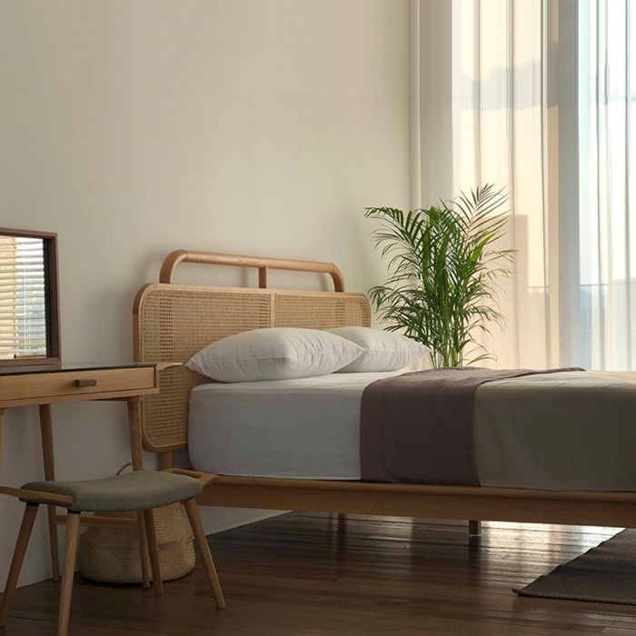 DIPAN TEMPAT TIDUR SCANDINAVIAN ROTAN MINIMALIS DIPAN ROTAN MINIMALIS KAYU JATI