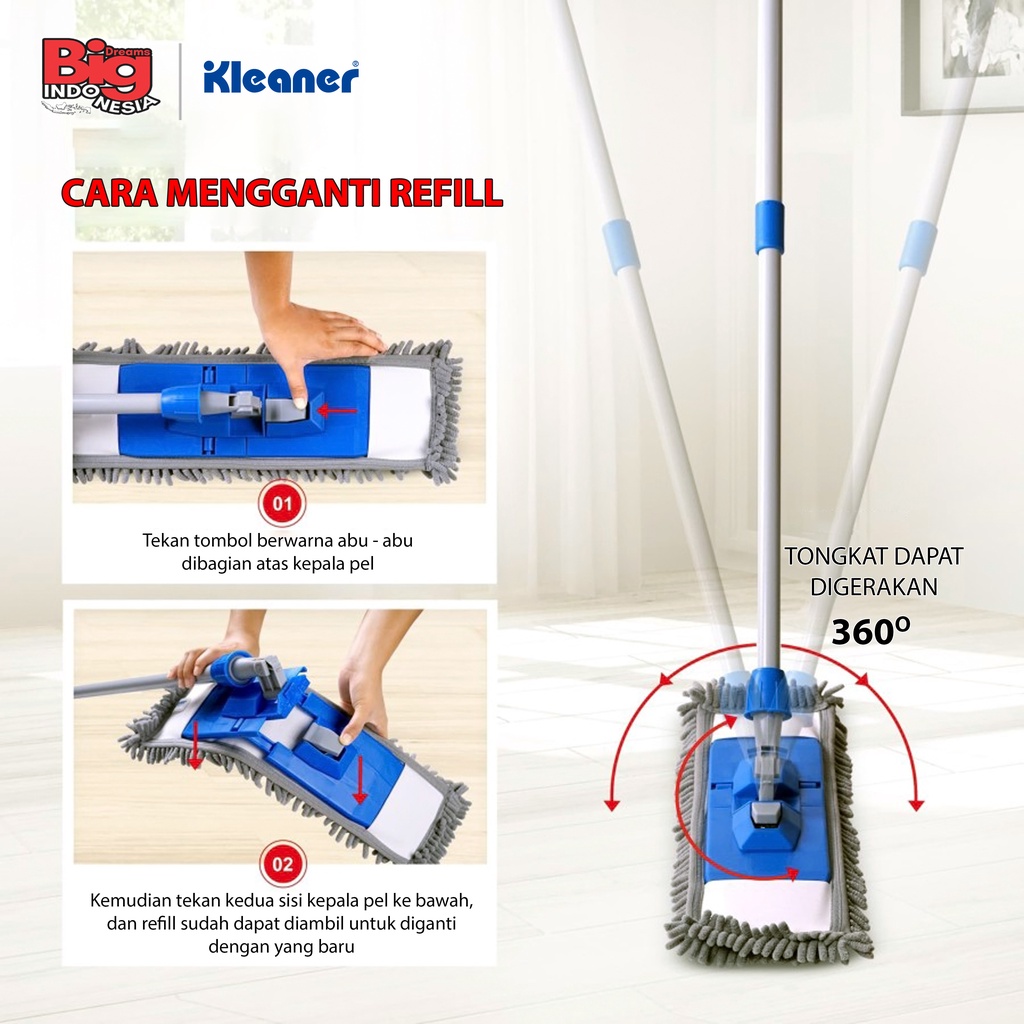 Refill Pel Debu 1 Pcs Bahan Microfiber Dust Mop Pembersih Lantai Kleaner GSRA002