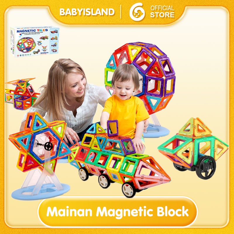 Mainan Magnetic Block Mainan Keping Magnet Susun DIY Anak Mainan Magnet Anak Edukasi