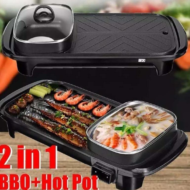 PALING DICARI Kompor Panggangan Bbq Dan Hotpot Elektrik 2 In 1 Grill Bbq Hotpot Elektrik Anti lengke