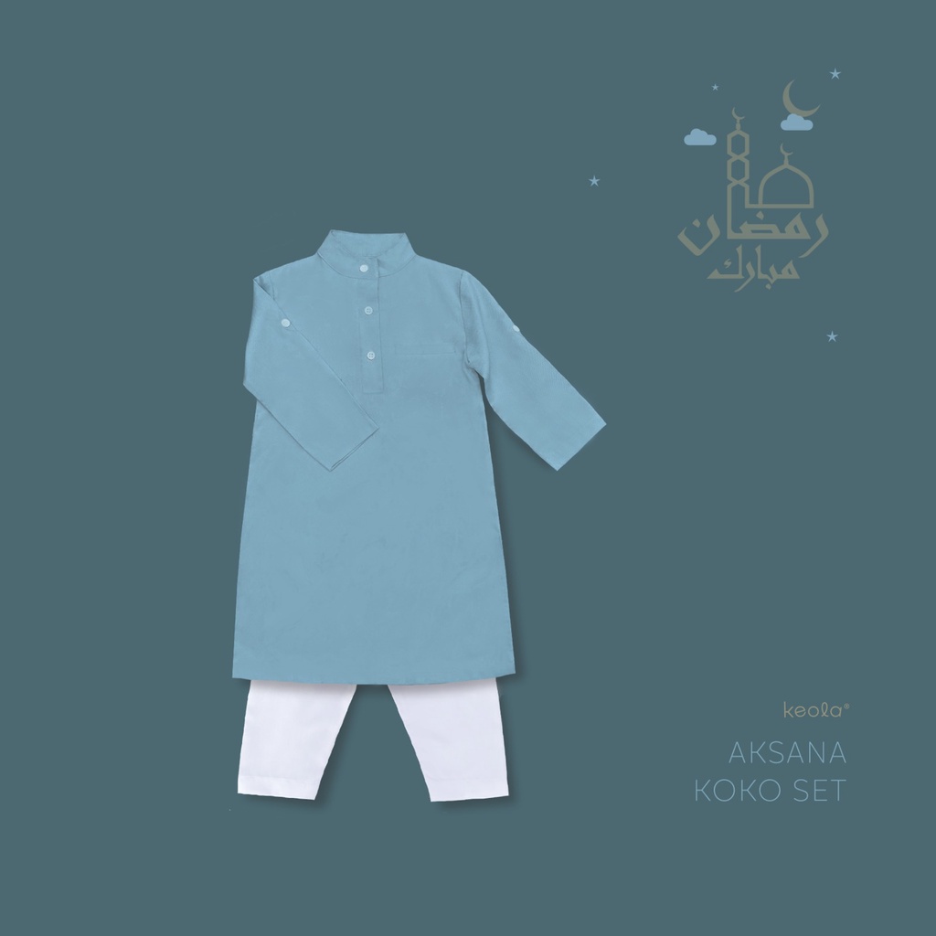 MD - MD-Keola Setelan Baju Koko Anak Aksana Series (Setelan Muslim Koko Set Anak) Usia 1 – 6 Tahun / Premium Cotton Koko Set Tee Kekinian terbaru