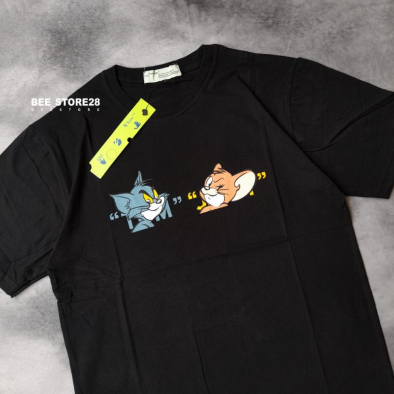 KAOS T-SHIRT OFF WHITE X TOM&amp;JERRY FULLTAG &amp; LEBEL