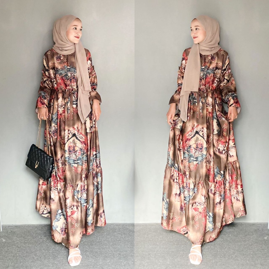 Gamis Terbaru 2023 Lebaran Wanita // Gamis Wanita Remaja Dewasa Matt Silk Premium Import Mix Outer Babydoll // Gamis Polos Mix Outer Bunga ELEGAN MEWAH SOFT PRINT HIGH QUALITY / GAMIS KONDANGAN PESTA KEKINIAN / Gamis Murah real pick Dress Busana Muslimah