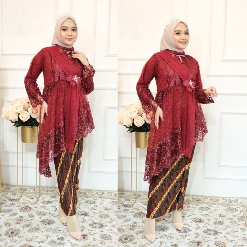 Setelan Kebaya Lesty Etnik LZ / Kebaya Modern / Kebaya Wisuda / Kebaya Lamaran / Kebaya Tunangan / Kebaya Kondangan / Kebaya Brukat Kekinian