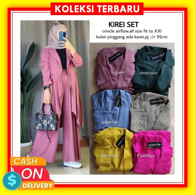 Sanita Set By Tulus Ld 114 Allsize Setelan Baju Bahan Emboss Silk Mix Airflow Import Cod - Kirei Set