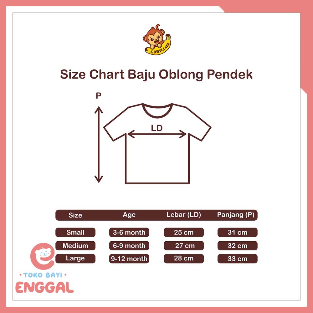 Baju Oblong Bayi Tangan Pendek Bis Gorillux