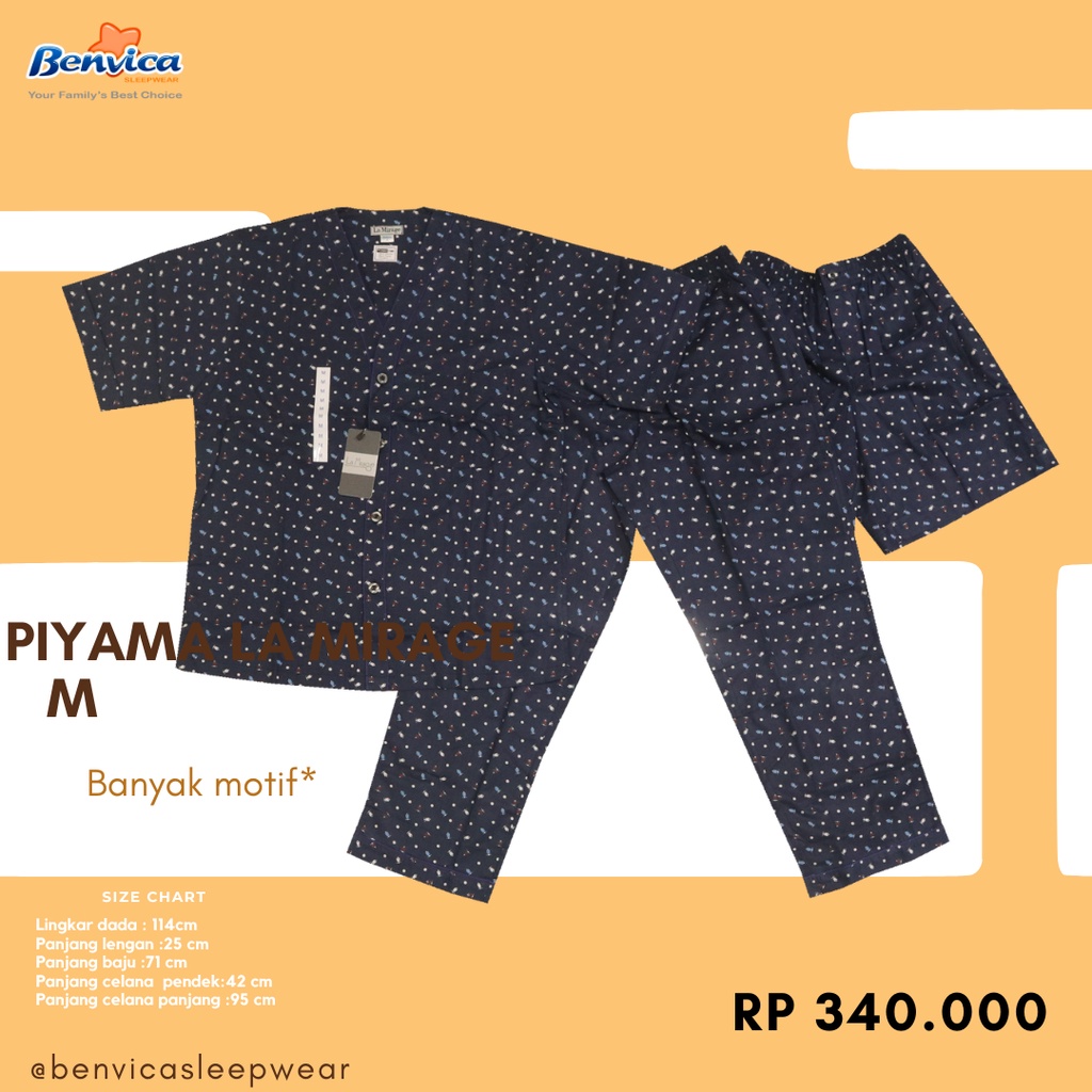 BAJU TIDUR PIYAMA LAKI-LAKI DEWASA KATUN M LA MIRAGE