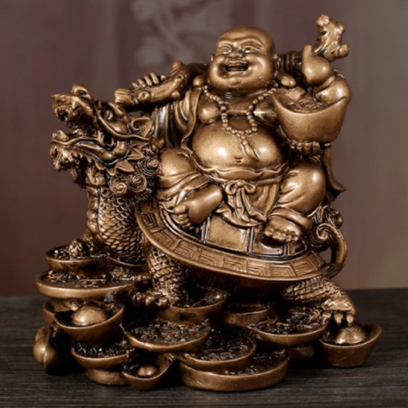 Patung Buddha Maitreya Rupang Tembaga Kuningan Mi Lek Fo Ketawa Dekorasi Feng Shui