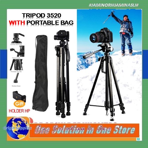TF-3520 PLUS Tripod Kamera dengan Tas / Dudukan 145cm untuk Hadycam Mirrorless Plus Holder HP