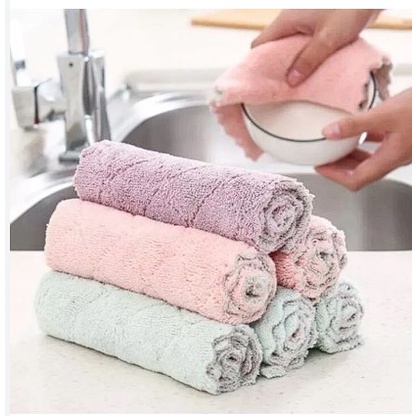 Kain Lap Tangan Microfiber Anti Minyak Lap cuci piring gelas 14x21cm