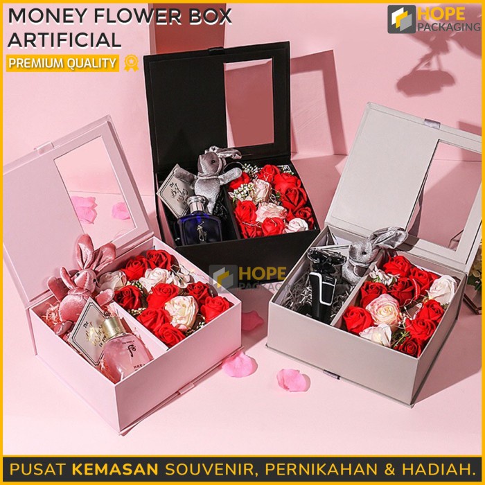 

⭐BISA COD⭐ Bloom Box Money/Uang Flower Box/ Bunga Flower Box Hampers Souvenir - 29x25x7 cm, 7.Ungu