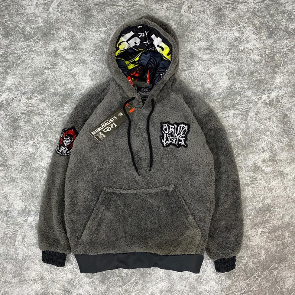 CHEKOUT GEVAR HOBU Hoodie Bulu Sherpa Tebal / Sweater Hoodie Sherpa Bulu Premium