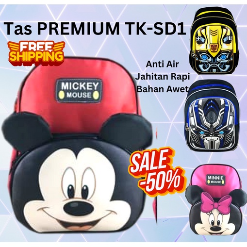 COD ~ Tas Ransel Import Mickey Minie Optimus Prime Transformer / Tas Ransel TK 3D kuping minie mouse biru hitam tk super minnie / Tas sekolah anak / Tas anak sekolah / Tas ransel / Tas Anak perempuan / Tas anak laki laki kuping miki kuping mini