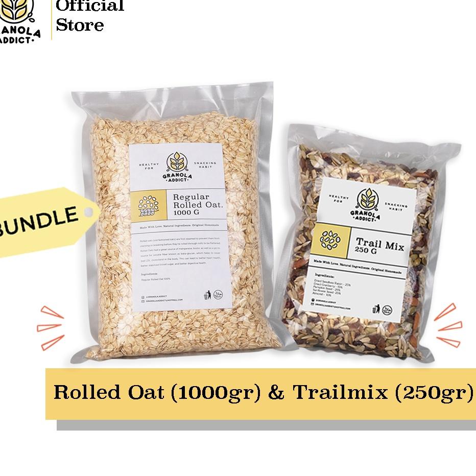 

☄ Granola Addict - Paket Rolled Oat 1KG + Trail Mix 250G ✥