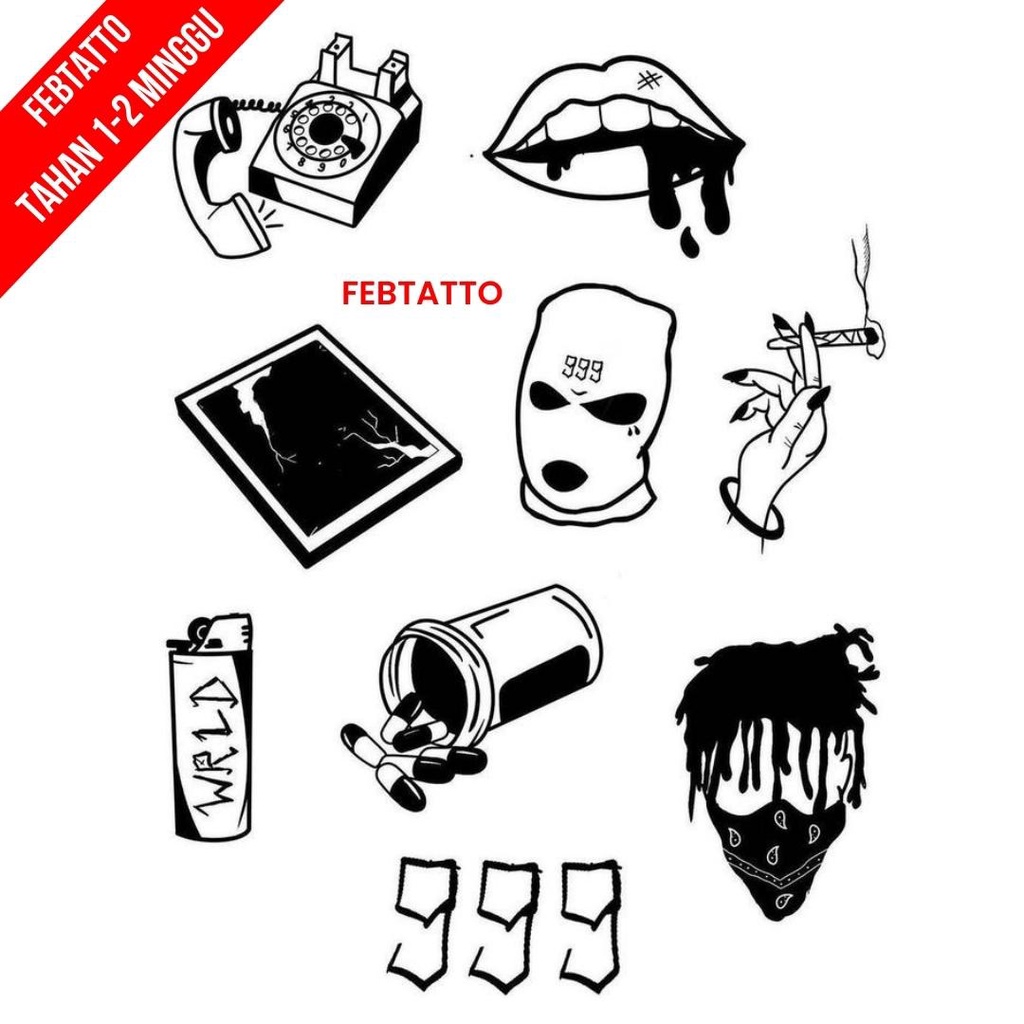 Tato Temporer Telepon Obat Hantu Rokok Tato kecil Stiker Tatto Bibir Korek - TOHA 19-27
