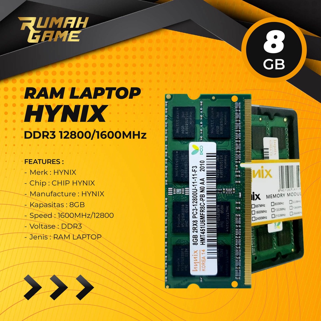 SK Hynix RAM Laptop 8GB DDR3 12800 1600Mhz Sodimm