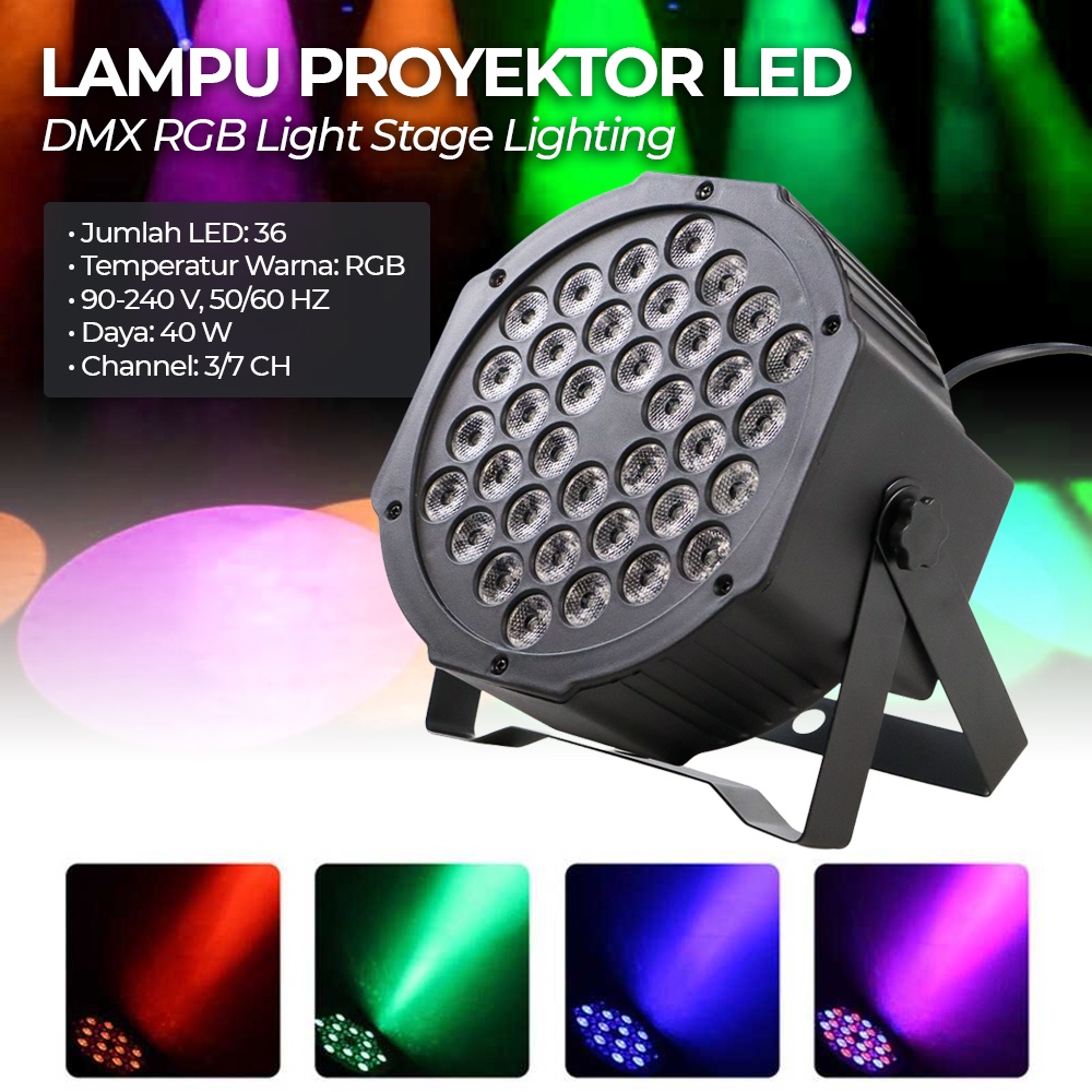 Lampu Sorot LED RGB Spotlight DMX Port 40W 240V LED - AL36 - Black