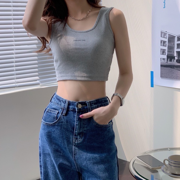 Baju Kaos Crop Tanktop Wanita Korean Style Crop Top Premium Cewek